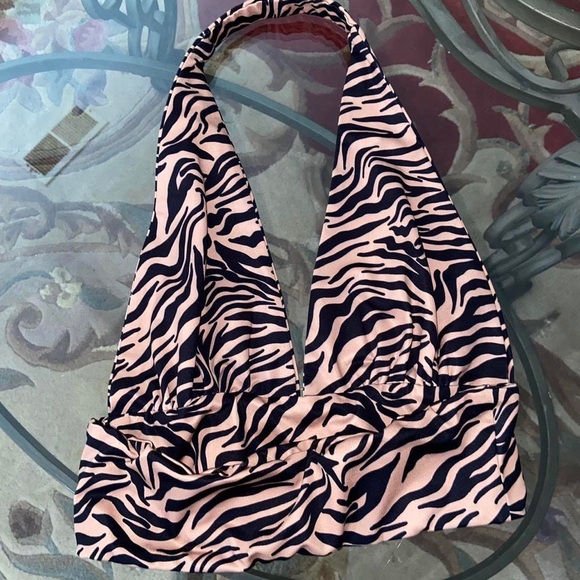 Princess Polly halter crop top black zebra cheetah print y2k vintage girly shirt - Picture 5 of 12